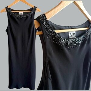 Beaded Midi Dress Size 14 Sleeveless Classic Minimalist Event Party R&M Richards